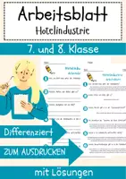 Vorschau - Arbeitsblätter - Hotelindustrie Arbeitsblatt 7. & 8. Klasse Gastgewerbe AB mit Lösungen - Deckblatt