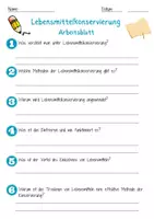 Vorschau - Arbeitsblätter - Lebensmittelkonservierung Arbeitsblatt 7. & 8. Klasse Haltbarmachung AB mit Lösungen - Seite 1