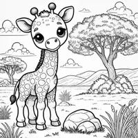 förhandsvisning - Giraff Målarbok (50 Målarbilder) - försättsblad