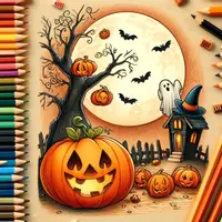 förhandsvisning - Halloween Målarbok (50 Målarbilder) - försättsblad