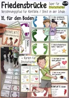 Vorschau - Poster - Friedensbrücke / A4 Schilder für den Boden im Klassenzimmer / Streitschlichter Konflikt - Deckblatt