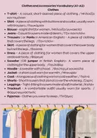 Προεπισκόπηση - Φύλλα εργασίας - Vocabulary List A1-A2 Clothes and Accessories - Σελίδα 1