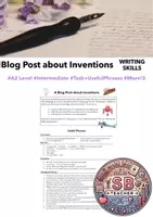Vorschau - Arbeitsblätter - Blog Post about Inventions (Sample Task + Useful Phrases) - A2 Level - Deckblatt