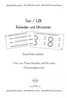 Vorschau - Arbeitsblätter - Test Jahreskalender Uhrzeiten - Deckblatt