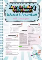 Vorschau - Arbeitsblätter - Energiebedarf berechnen - ARBEITSBLATT mit Lösung - Deckblatt