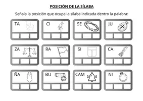 Vista previa - Tarjetas / Manipulativos - POSICIÓN DE LA SÍLABA EN LA PALABRA - página 2