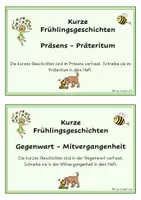 Vorschau - Aufgabenkarten - Frühling Abschreibkarteien Präsens-Präteritum Klasse 3, 4 - Seite 1