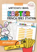 Vorschau - Arbeitsblätter - Easter | Wortschatz üben | Stationen | Pommes | French fries - Deckblatt