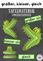 Vorschau - Präsentationen/Tafelbilder - Vergleichszeichen Krokodil (größer, kleiner, gleich) Tafelmaterial - Deckblatt
