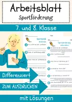 Vorschau - Arbeitsblätter - Sportförderung Arbeitsblatt (1) 7. & 8. Klasse Kulturförderung AB mit Lösungen - Deckblatt