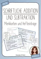 Vorschau - Arbeitsblätter - schriftliche Addition & Subtraktion (bayerisches Verfahren) - Merkkarten und Hefteinträge - Deckblatt