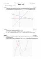 Vorschau - Klassenarbeiten - Klausur lineare und quadratische Funktionen - Deckblatt