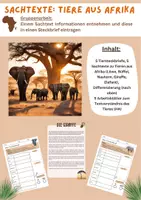 Vorschau - Arbeitsblätter - Tiere aus Afrika (Steckbriefe anlegen, GA) - Deckblatt