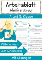 Vorschau - Arbeitsblätter - Schulfinanzierung Arbeitsblatt 7. & 8. Klasse Schulverwaltung AB mit Lösungen - Deckblatt
