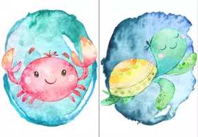Vorschau - Poster - Klassenzimmer Deko Ozean Tiere Aquarell - Seite 1