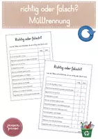 Vorschau - Arbeitsblätter - Arbeitsblatt Mülltrennung - richtig oder falsch - Deckblatt
