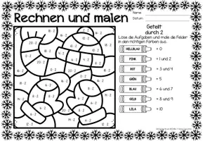 Aperçu - Feuilles d'exercices - Rechen-Mal-Blätter - Division (Winter) Hiver Divisions Mathématiques Allemand - Page 3