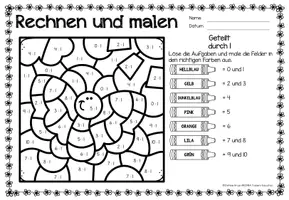 Aperçu - Feuilles d'exercices - Rechen-Mal-Blätter - Division (Frühling) Printemps Divisions Mathématiques Allemand - Page 2