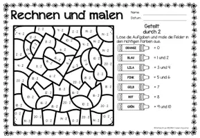 Aperçu - Feuilles d'exercices - Rechen-Mal-Blätter - Division (Frühling) Printemps Divisions Mathématiques Allemand - Page 3
