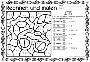 Aperçu - Feuilles d'exercices - Rechen-Mal-Blätter - Division (Sommer) Été Divisions Mathématiques Allemand - Page 3