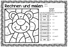 Aperçu - Feuilles d'exercices - Rechen-Mal-Blätter - Division (Jahreszeiten) German | Saisons Divisions Mathématiques Allemand - Bundle (Kit) - Page 2