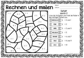 Aperçu - Feuilles d'exercices - Rechen-Mal-Blätter - Division (Jahreszeiten) German | Saisons Divisions Mathématiques Allemand - Bundle (Kit) - Page 3