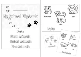 Vorschau - Mal- und Bastelvorlagen - Animal Flipbook - Deckblatt