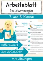Vorschau - Arbeitsblätter - Sozialwohnungen Arbeitsblatt 7. & 8. Klasse Wohnungsbau AB mit Lösungen - Deckblatt