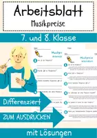 Vorschau - Arbeitsblätter - Musikpreise Arbeitsblatt 7. & 8. Klasse Kunstpreise AB mit Lösungen - Deckblatt