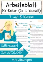 Vorschau - Arbeitsblätter - DIY-Kultur (Do It Yourself) Arbeitsblatt 7. & 8. Klasse Hobbykultur AB mit Lösungen - Deckblatt