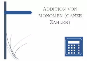 Vorschau - Arbeitsblätter - Addition von Monomen (ganze Zahlen) | Mathematik, Algebra - Seite 1