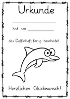 Vorschau - Anderer Materialtyp - Urkunde für das 1. Schuljahr: Ente und Delfin - Seite 1