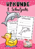 Vorschau - Anderer Materialtyp - Urkunde für das 1. Schuljahr: Ente und Delfin - Deckblatt