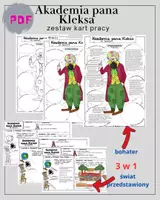 zapowiedź - Akademia pana Kleksa (karty pracy puste i uzupełnione) - obwoluta