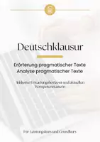 Vorschau - Klassenarbeiten - Klausur Erörterung Analyse Leichte Sprache - Deckblatt