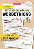 Vorschau - Arbeitsblätter - Werbetricks | AIDA-Prinzip | AIDA Modell - Deckblatt