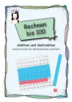 Vorschau - Arbeitsblätter - Rechnen bis 100 mit der Hundertertafel und Zehnerstreifen - Deckblatt