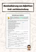 Vorschau - Arbeitsblätter - Nominalisierung von Adjektiven - Arbeitsblatt zur Groß- und Kleinschreibung - Deckblatt