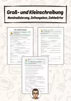 Vorschau - Arbeitsblätter - Groß- und Kleinschreibung (Nominalisierung, Zeitangaben, Zahlwörter) - Arbeitsblatt - Deckblatt