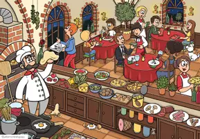 Vorschau - Arbeitsblätter - Restaurant und Pizzaria Wimmelbild – Deutsch, DaZ und DaF | Sprechen, Schreiben und Wortschatz - Seite 3
