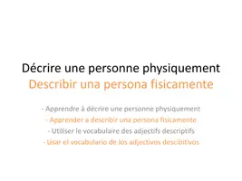 Aperçu - Préparation de séance / Séance complète - Description_physique_Français_Niveau A1 - Page de couverture