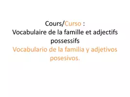 Aperçu - Préparation de séance / Séance complète - Famille_Adjectifs_Possessifs_Français_Niveau A1 - Page de couverture