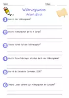 Vorschau - Arbeitsblätter - Währungsunion Arbeitsblatt 7. & 8. Klasse Europäische Zentralbank AB mit Lösungen - Seite 1