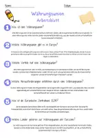 Vorschau - Arbeitsblätter - Währungsunion Arbeitsblatt 7. & 8. Klasse Europäische Zentralbank AB mit Lösungen - Seite 2