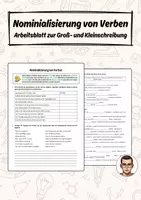 Vorschau - Arbeitsblätter - Nominalisierung von Verben - Arbeitsblatt zur Groß- und Kleinschreibung - Deckblatt