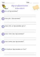 Vorschau - Arbeitsblätter - Agrarsubventionen Arbeitsblatt 7. & 8. Klasse Landwirtschaftsförderung AB mit Lösungen - Seite 1
