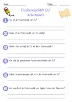 Vorschau - Arbeitsblätter - Fischereipolitik EU Arbeitsblatt 7. & 8. Klasse Fischereifonds AB mit Lösungen - Seite 1