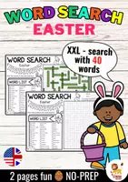 Aperçu - Feuilles d'exercices - XXL Word Search Puzzle (Easter) | March / April Pâques Mars / Avril Anglais - Page de couverture