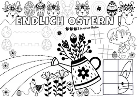 Vorschau - Mal- und Bastelvorlagen - Schwungübungen Vorschule - Kreativmatte "Ostern" - Schwungübungen - malen & zeichnen | Vorschule | Schwungübungen Klasse 1 | Ostern Kindergarten | Aufgaben für Schnelle | Ich bin fertig Aufgaben | Lückenfüller | Ausmalbilder Ostern - Seite 1