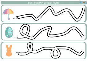 Aperçu - Apprentissages en autonomie - Fiches de graphisme Pâques – Motricité fine et tracés préparatoires – Maternelle PS MS GS - Page 3